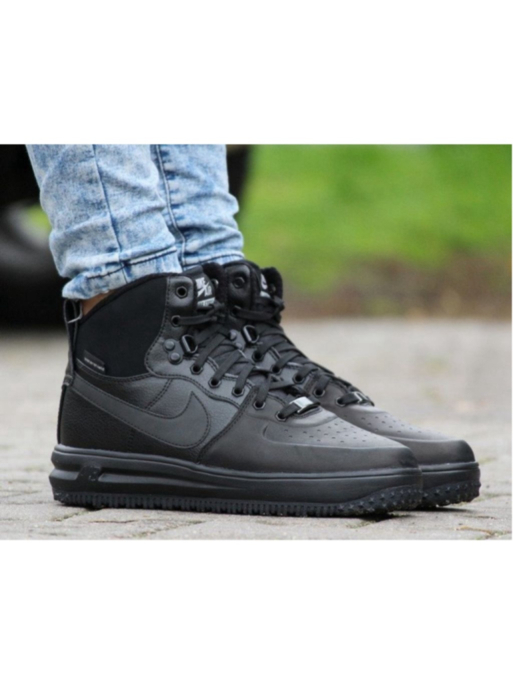 Nike Lunar Force 1 Sneakerboot GS Triple Black Size 5Y/6.5 Womens